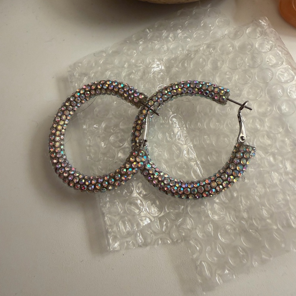 Sparkling Silver Hoop Earrings
